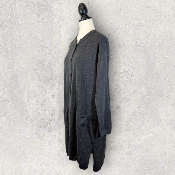 J. Jill Gray Cardigan Sweater Longline Duster Wool Blend Long Sleeve M - Picture 4 of 13